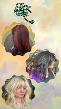 a picture of a woman with different colored hair